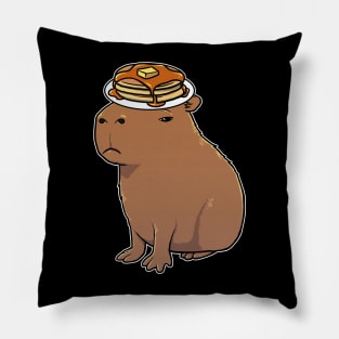 Capybara with Pancakes on its head Pillow