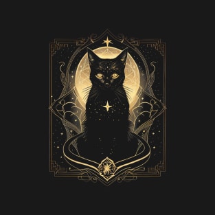 The Black Cat Tarot Card T-Shirt