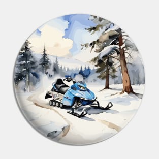 Sky Blue Snowmobile Pin