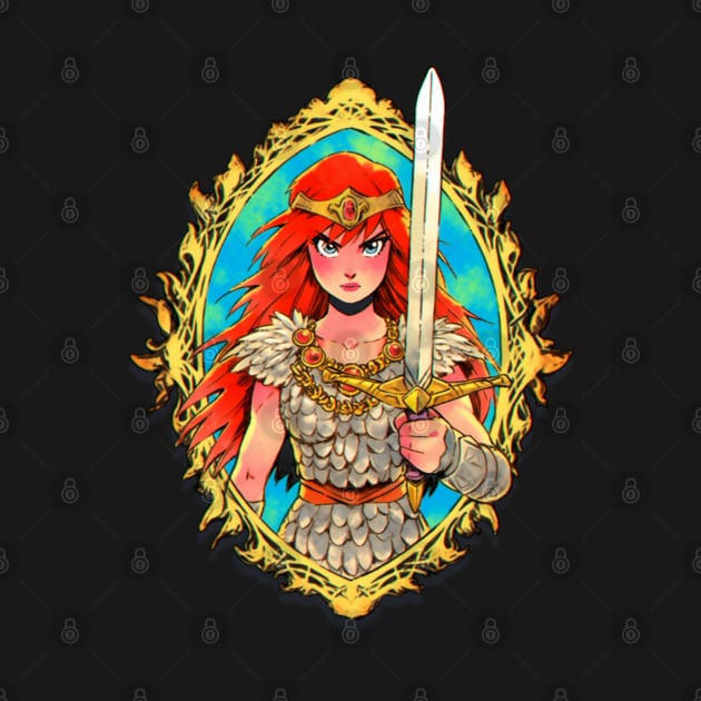 Red Sonja Anime Watercolor Crest by ForbiddenGeek