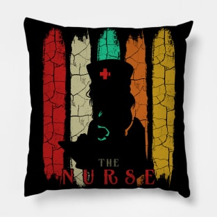 Nursing - Retro Style Nurse Vintage Silhouette Pillow