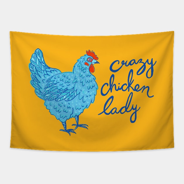 Crazy Chicken Lady Tapestry by IllustratedActivist