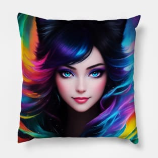 Fantasy Furry Girl Portrait Pillow