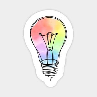 Rainbow Lightbulb watercolor gradient line drawing Magnet