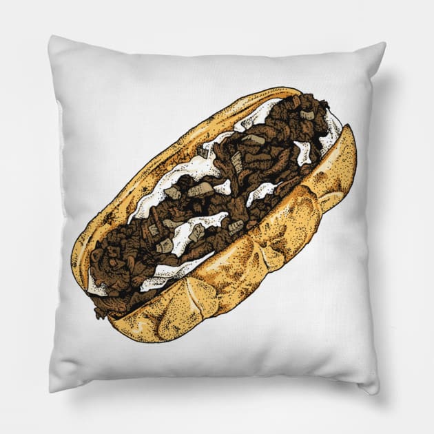 Philly Cheesesteak Pillow by Elizabeth Weglein Art