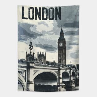 London, Westminster, Big Ben ✪ Vintage style poster Tapestry