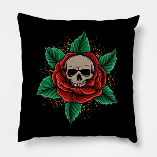 Skull Head And Roses Pillow