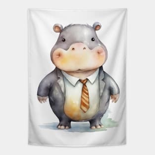 Hippopotamus Wearing a Tie Tapestry