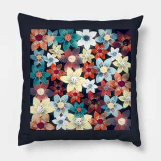 Colorful Floral Scarlet Pimpernel Garden Pattern Pillow