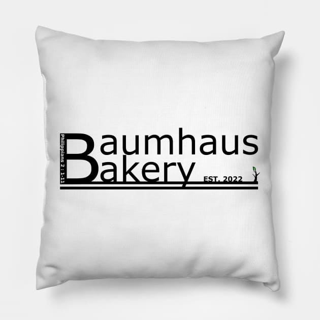 Baumhaus Bakery Logo Black Pillow by Baumhaus