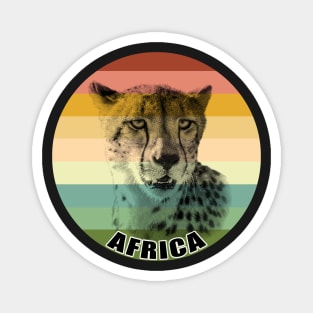 Cheetah Close-up Portrait on Vintage Retro Africa Sunset Magnet