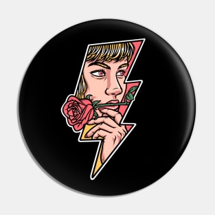 beautiful woman is biting a rose Pin