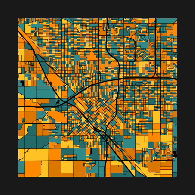 Fresno Map Pattern in Orange & Teal by PatternMaps