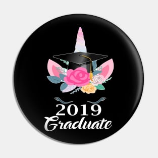 2019 Graduate - Unicorn in Floral Cap - Graduation Gift T-Shirt Pin