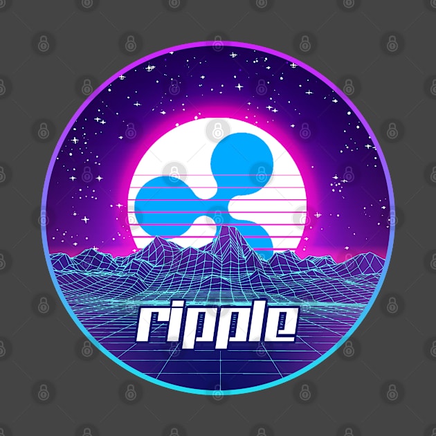 Ripple to the Moon Digital Crypto BTC Retro Spaceship by TheBeardComic