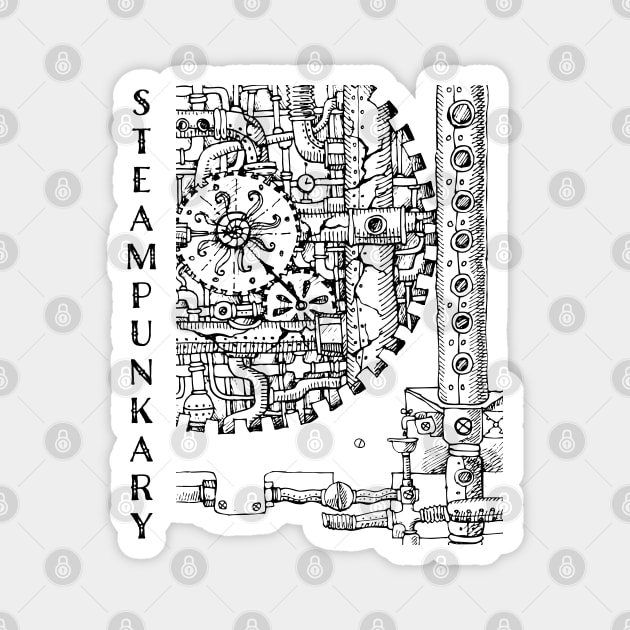 Steampunk Drawing Steampunkary Mechanical Gadget 3 Magnet by CoffeeandTeas