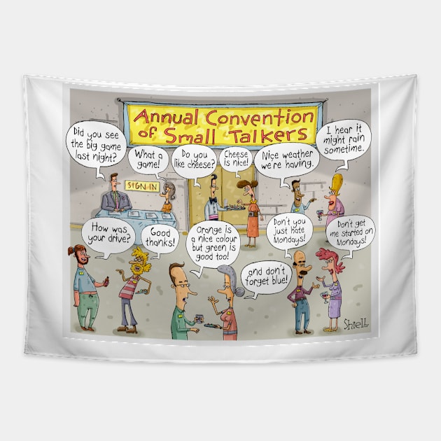 SMALL TALKERS CONVENTION Tapestry by macccc8