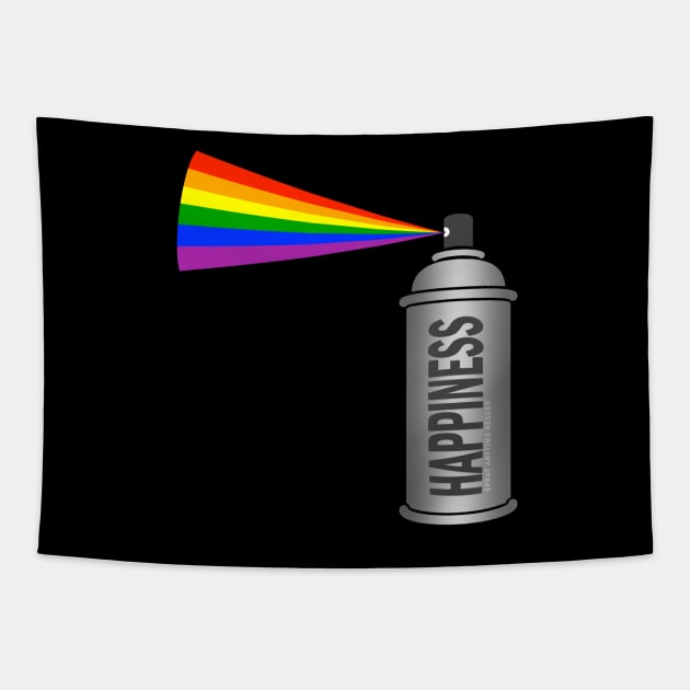 Happiness rainbow spray can Tapestry by wamtees