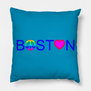 Peace, Love, and Boston Rainbow Pillow