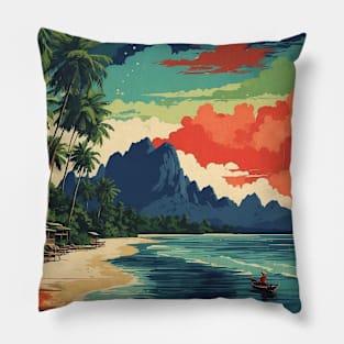 Surat Thailand Vintage Retro Travel Tourism Pillow