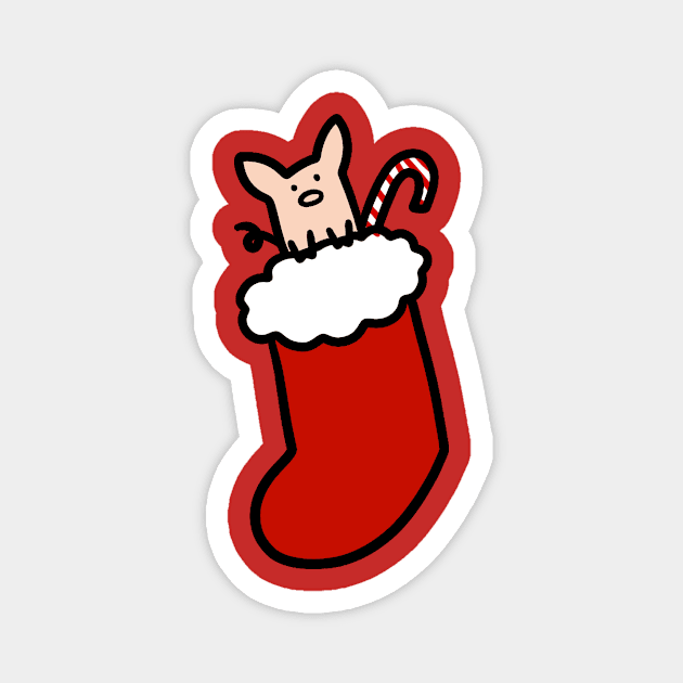 Christmas Stocking Pig Magnet by saradaboru