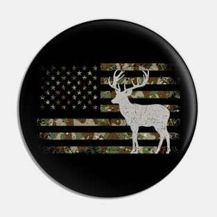 Deer USA flag camoflag  Hunting Hunter  Elk Buck vintage Pin