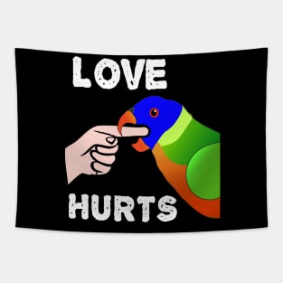 Love Hurts Lorikeet Parrot Biting Tapestry