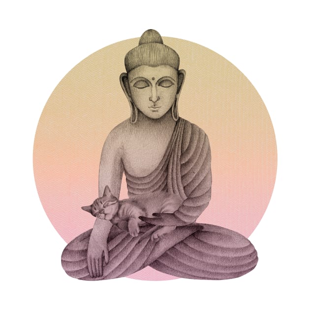 Buddha with cat 5 by KindSpirits