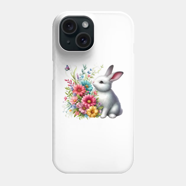 A rabbit decorated with beautiful colorful flowers. Phone Case by CreativeSparkzz