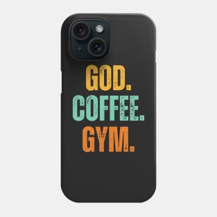 Retro God. Coffee. Gym. Christian Weight Lifter workout gym Phone Case