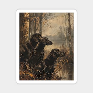 Black Labrador Vintage Woods Magnet