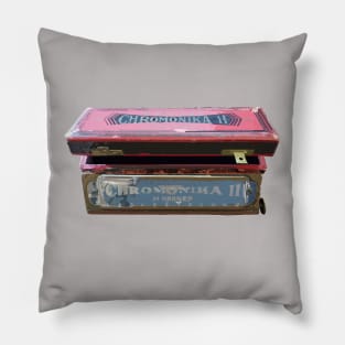 Vintage chromatic harmonica Pillow