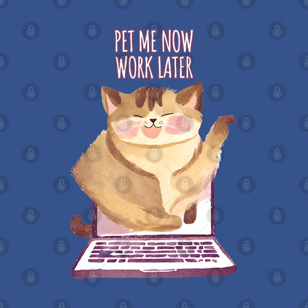 Pet Me Now Work Later - Kitten Cat out of Laptop by Millusti