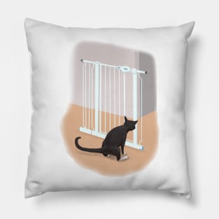 聪明的小黑猫smart little black cat Pillow