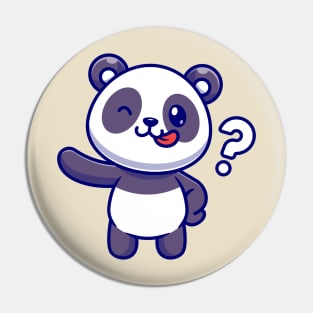 Cute Panda With Question Mark Cartoon Pin