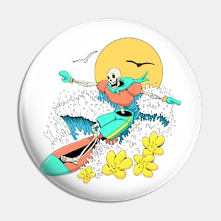 Surfing Papyrus from Undertale Pin