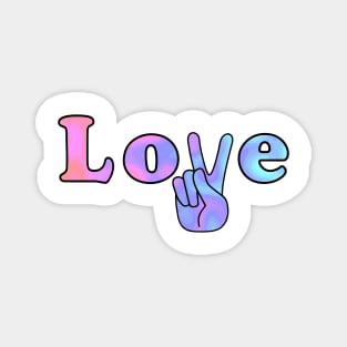 PEACE Sign Hand Retro Love Typography Magnet