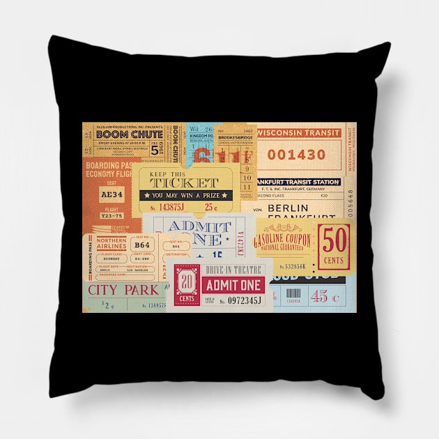 Vintage stamps Pillow by The Crafty Handmaiden