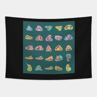 Yoga Poses Illustration Tapestry