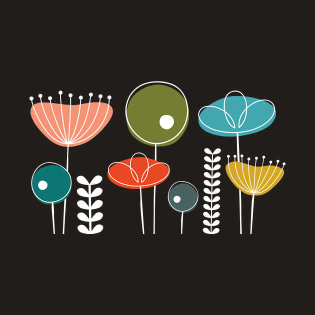 Mid Century Flowers Simple by amyvanmeter