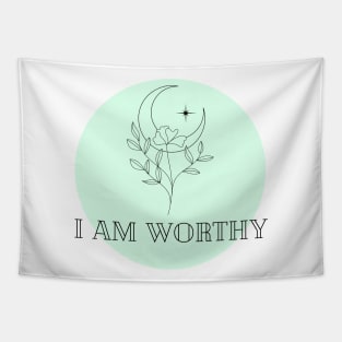Affirmation Collection - I Am Worthy (Green) Tapestry