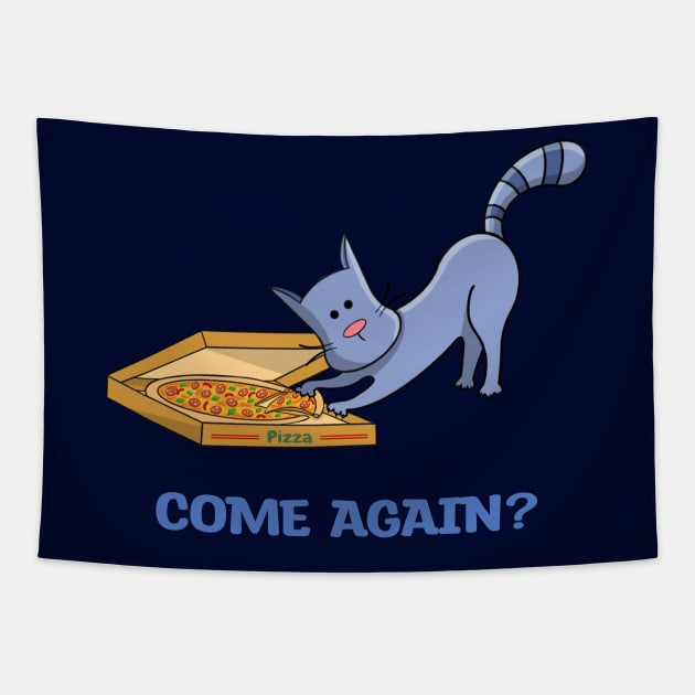 Kitty Cat Stealing Pizza Tapestry by RoeArtwork