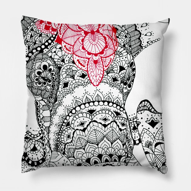 Ornamental elephant head Pillow by BananaCrew