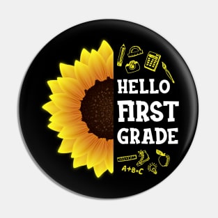 Hello First Grade Shirt 1st Grade Back To School Sunflower Gift Pin