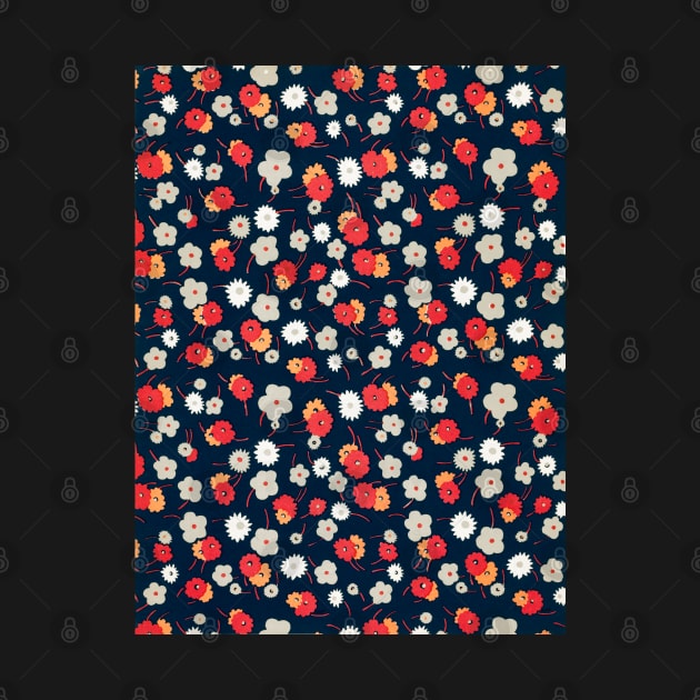 White, gray, pink and red flowers pattern by zaiynabhw