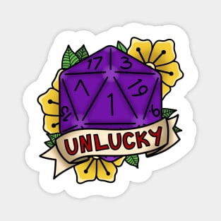 ‘Unlucky’ D20 Dice Roll Magnet