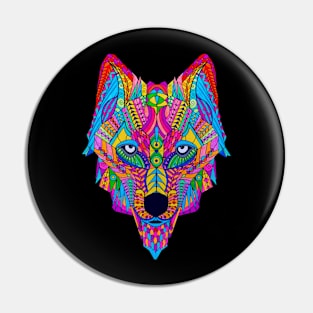 Psychedelic Wolf Pin