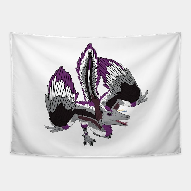 Asexuaeopteryx - Asexual Pride Archaeopteryx Tapestry by tygerwolfe