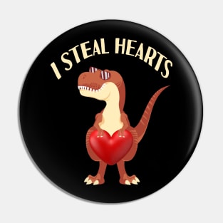 I Steal Hearts Valentine's Day Dinosaur T rex Gift Pin