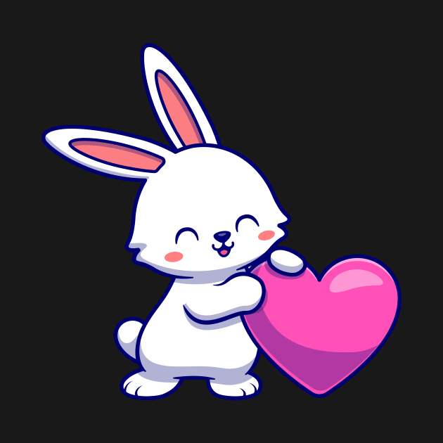 Cute Rabbit With Love Heart Cartoon by Catalyst Labs